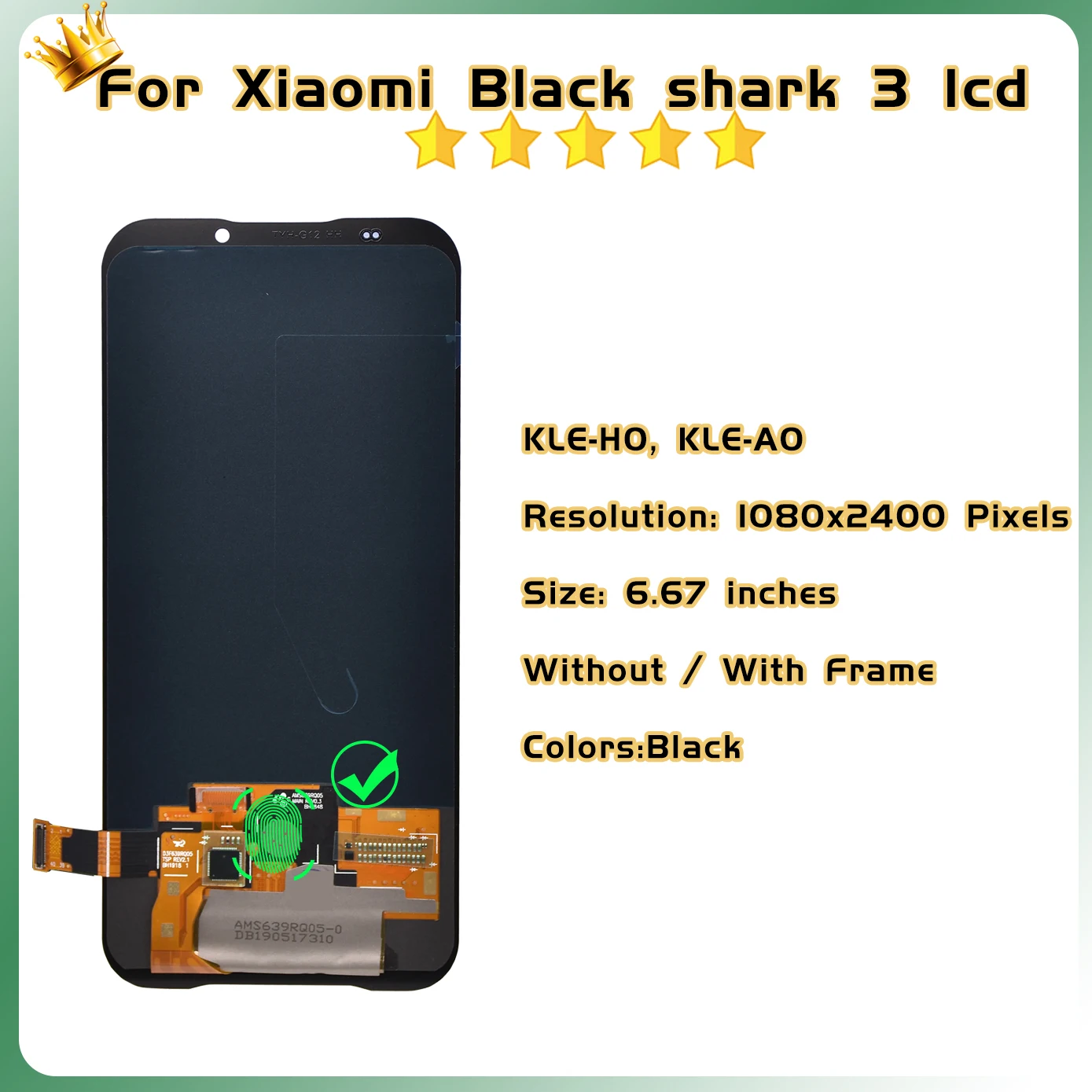 AMOLED 6.67\'\' Display For Xiaomi Black Shark 3 LCD Touch Screen For Xiaomi BlackShark 3 Lcd Replacement Digitizer Assembly