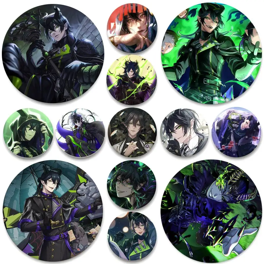 Insignias de Anime Twisted Wonderland Malleus Draconia, insignia redonda, broche de moneda de hojalata, accesorios para mochila, Pin de solapa