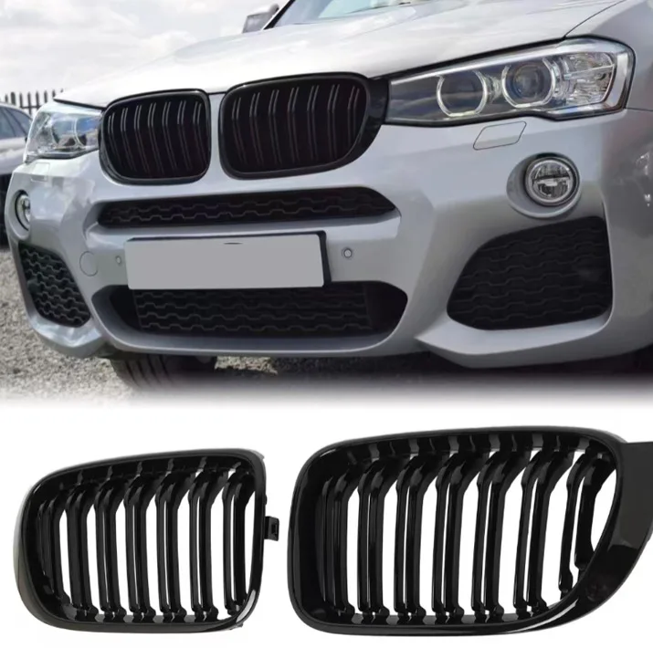 Двойная решетка радиатора ABS (черная) для BMW X3 F25 X4 F26 LCI 2014-2017, замена переднего бампера, аксессуар для тюнинга автомобиля