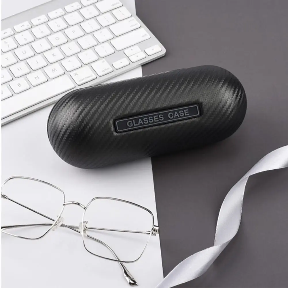 Black Leather Sunglass Case Portable Resist Compression Hard Shell Glasses Storage Box Carbon Fiber Eyewear Case Travel