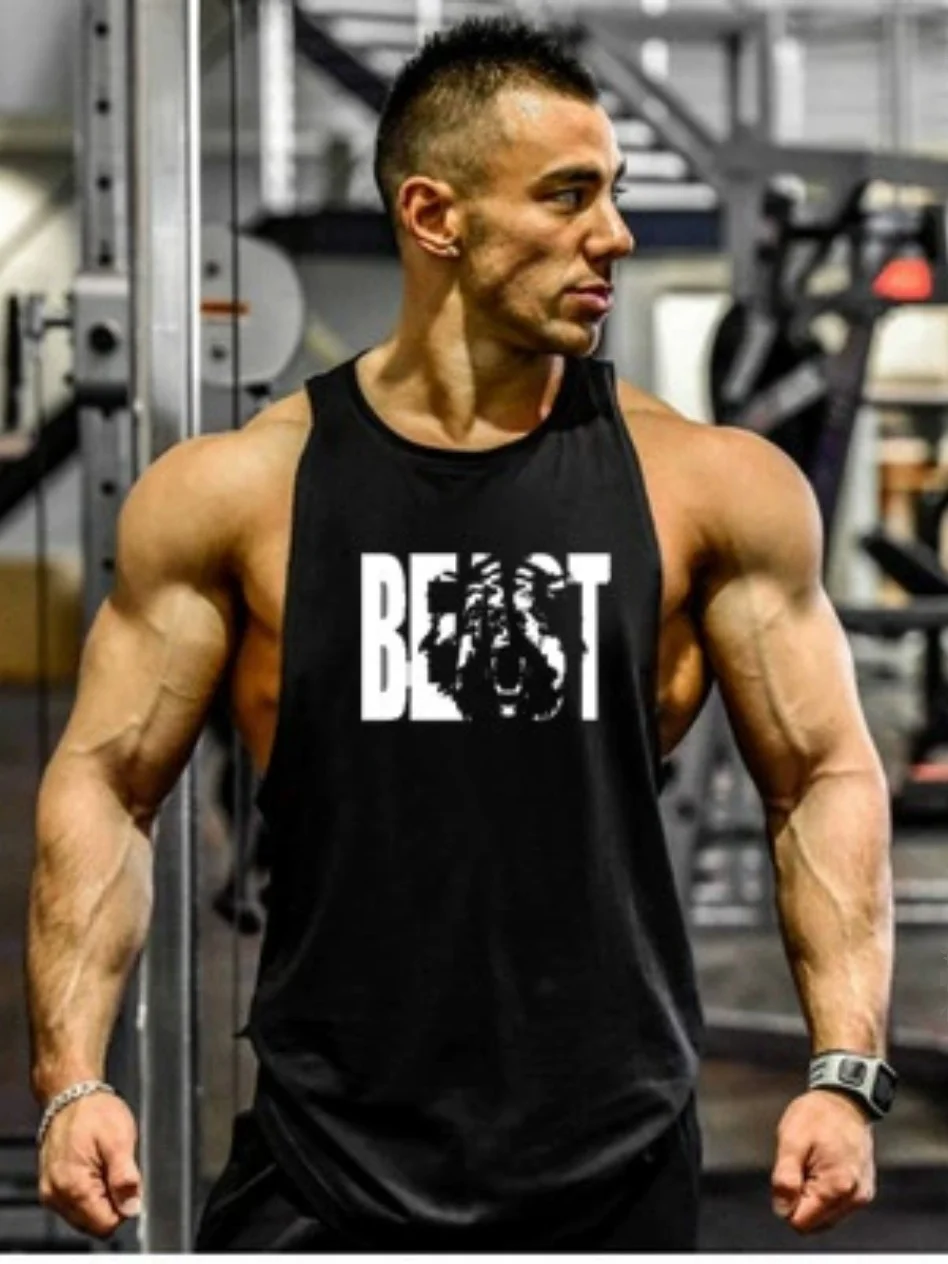 

Мужской жилет для фитнеса, летняя футболка для спортзала, свободный крой, круглый спортивный жилет с принтом Ne, молодежная спортивная сцена, летний сезон