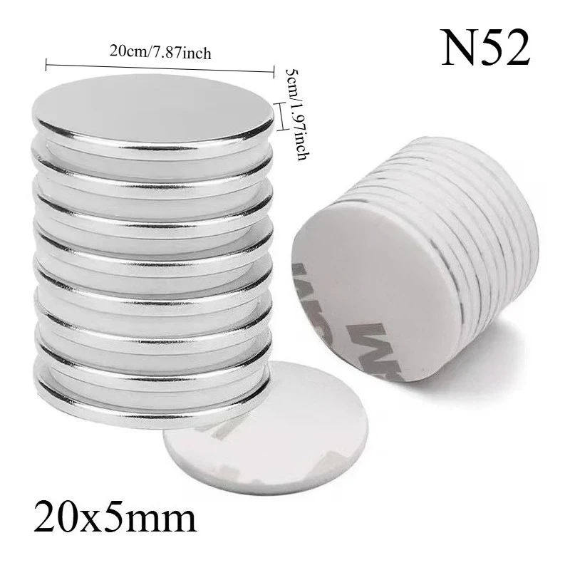 N52 20x5  25x5 Magnet Standard Strong Neodymium Motor Generator Double Side Tape 3D Printer Generation Search Magnetic Fridge