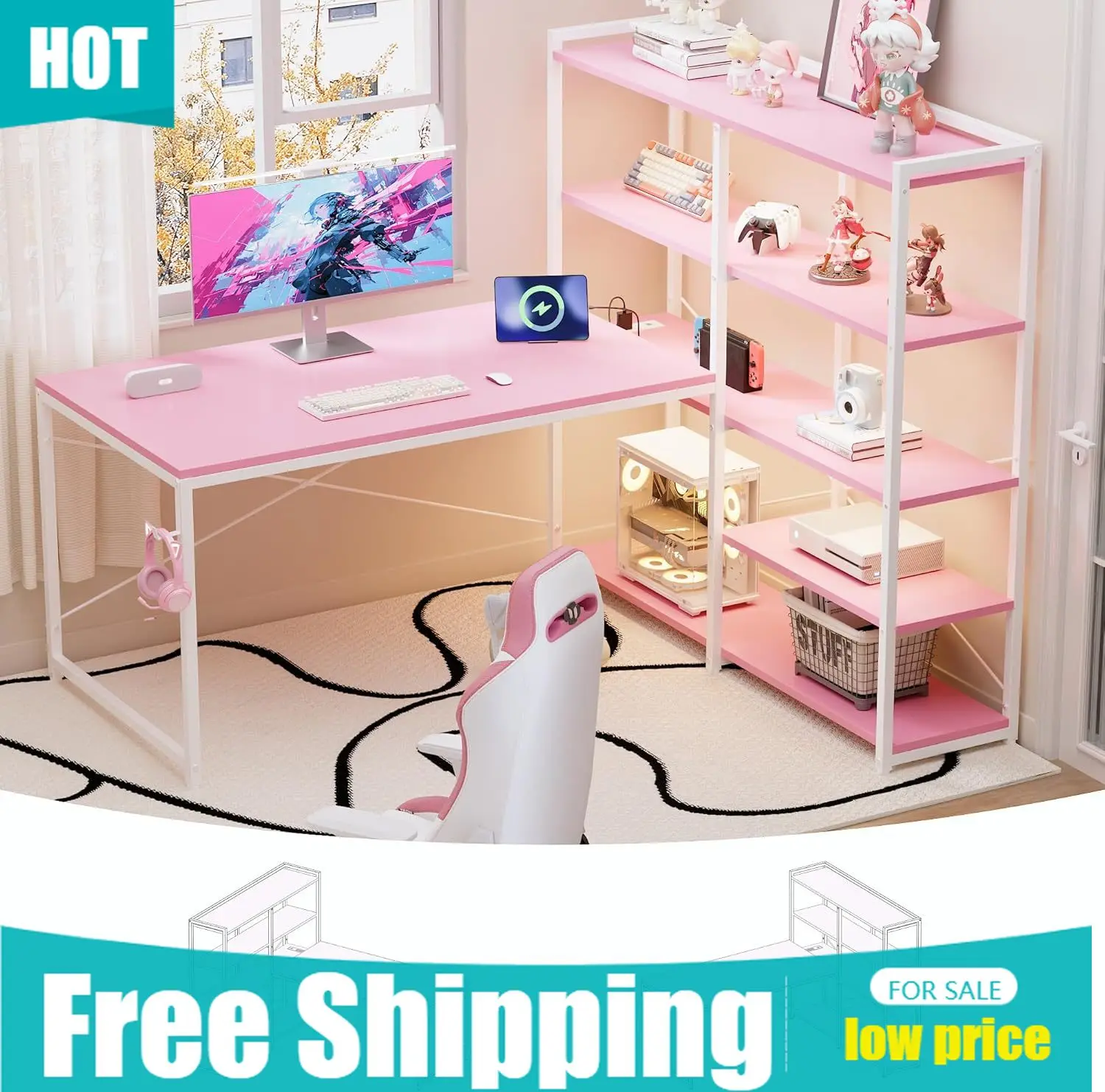 L Shaped Computer D…