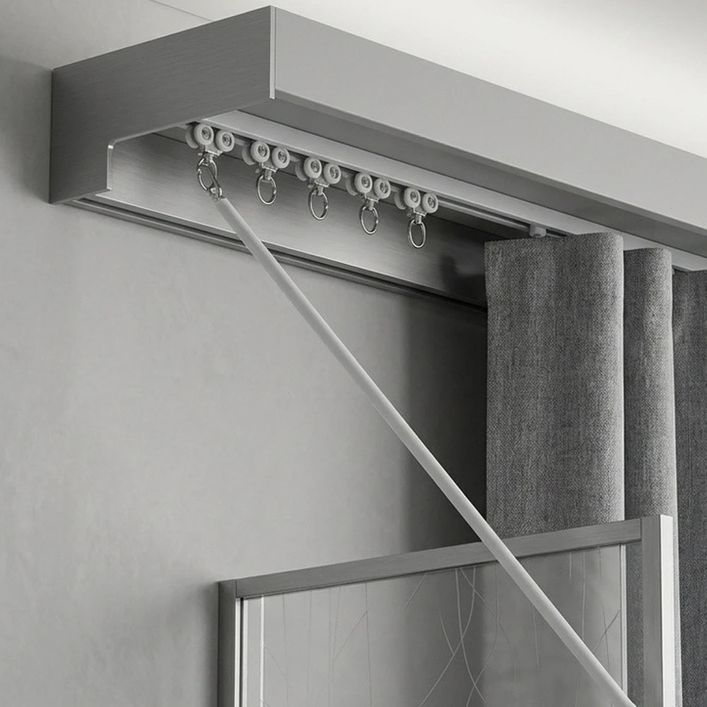 2 Pack Curtain Wand Stainless Steel Adjustable Rod with Foam Grip for Grommet Curtains and High Mounting Applications