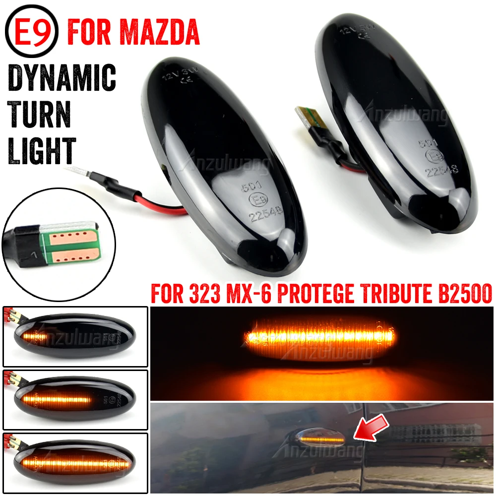 1 Pair Dynamic Blinker Turn Signal Lamp LED Side Marker Light For MAZDA 323 Familia Protege Tribute MX-6 Astina Lantis