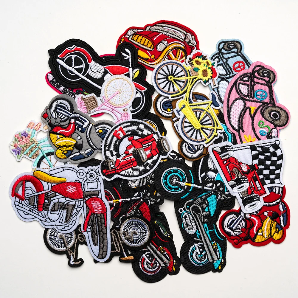

Оптовая продажа мотоцикла в стиле панк с вышивкой в мультяшном байкерском стиле, железная нашивка для куртки, рюкзака
