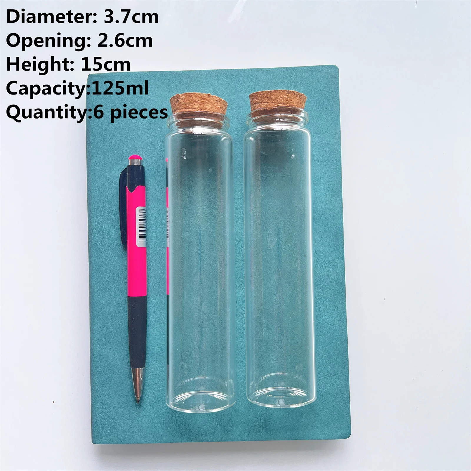 

Flat bottomed Glass Jars 6 pcs/lot 125ml Glass Bottle Stopper Storage Jar Spice Cork Bottle Candy Containers Vials Test Tube