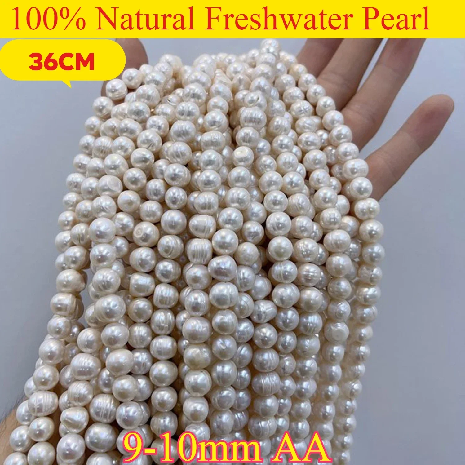 

9-10mmAA Exquisite New Hot Sale Round Natural White Freshwater Pearl Bead Jewelry MakeDIY Necklace Bracelet Accessories Wedding
