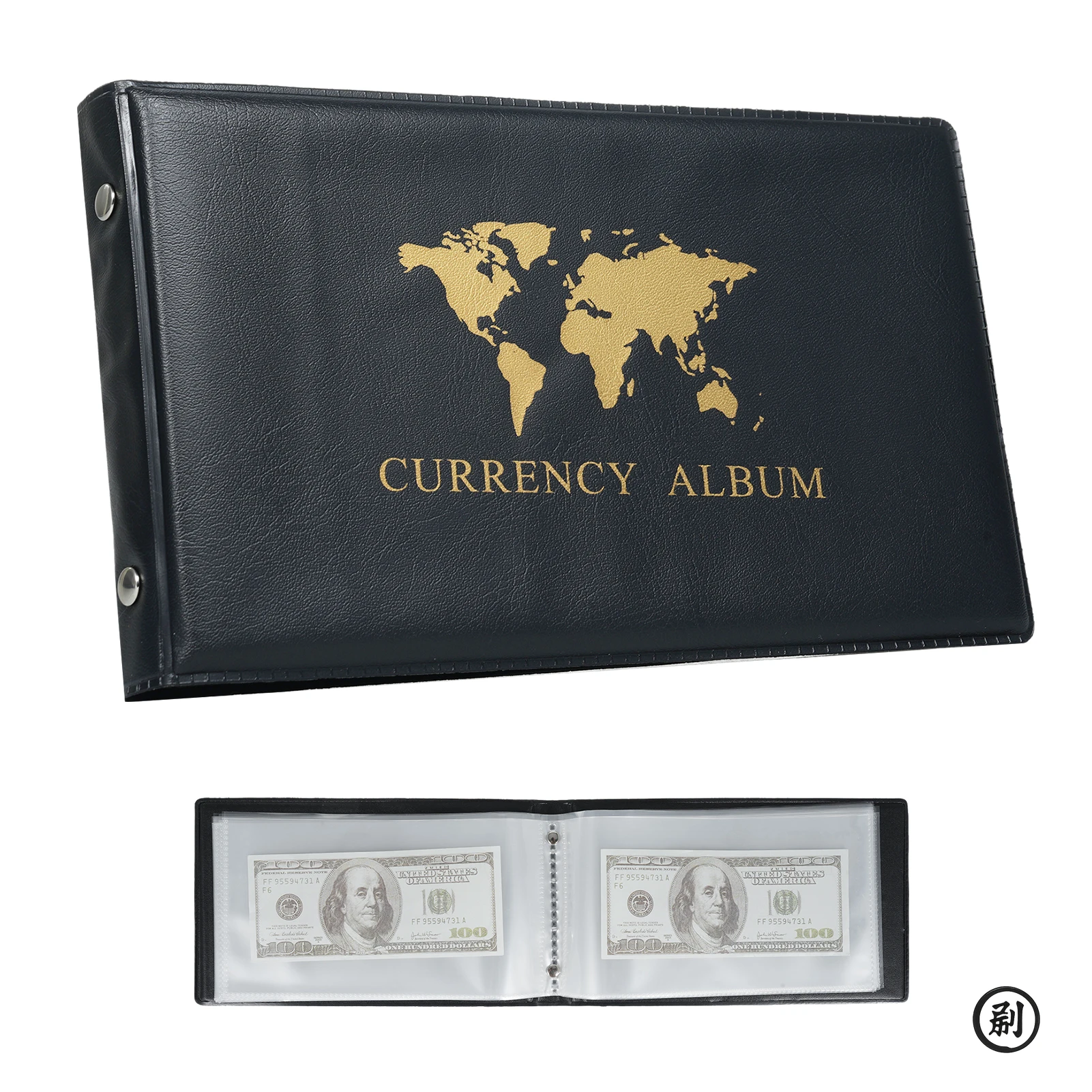 40 Pockets Banknote Currency Collecting Album 20 Sheets Clear Dollar Bill Holders World Money PU Leather Hard Cover Storage