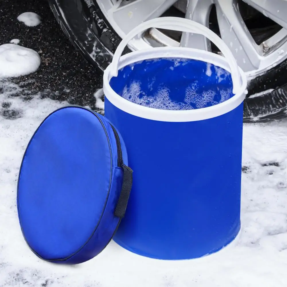 

11L Car Foldable Bucket with Handle Waterproof Canvas Portable Car Washing Water Storage Outdoor Large Fishing Collapsible Pail