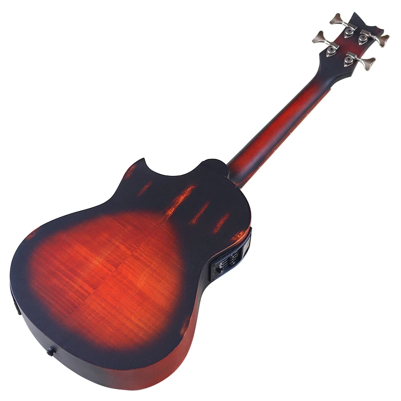 4 Strings Mini Electric Acoustic Bass Guitar 34 Inch 628MM Scale Cutaway Design Folk Guitar With Small Flaw