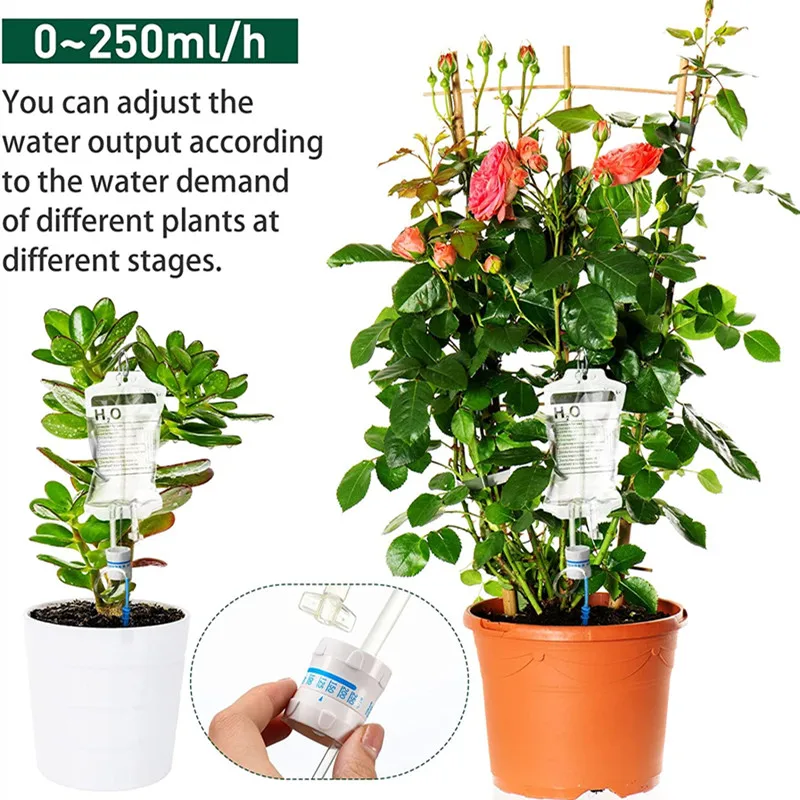 350ml Plant Water Bag  Irrigation Drip Bag with Metal Hooks Self Watering Devices with Adjustable Water Outlet Speed Plant