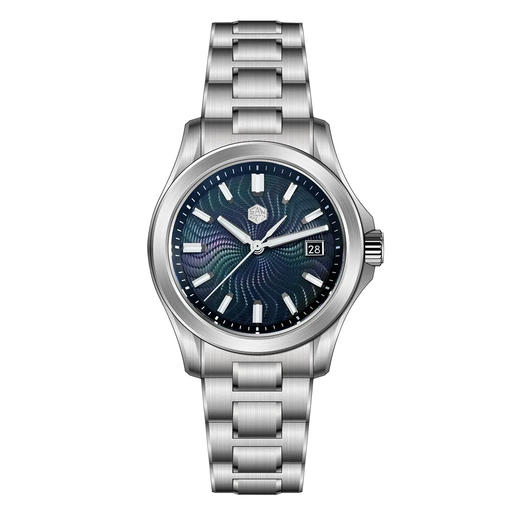 San Martin officiële 39 mm Guilloche MOP-wijzerplaat Gada-horloge Miyota 9015 luxe automatische mechanische herenhorloges 10 ATM reloj SN0150 - afbeelding 2