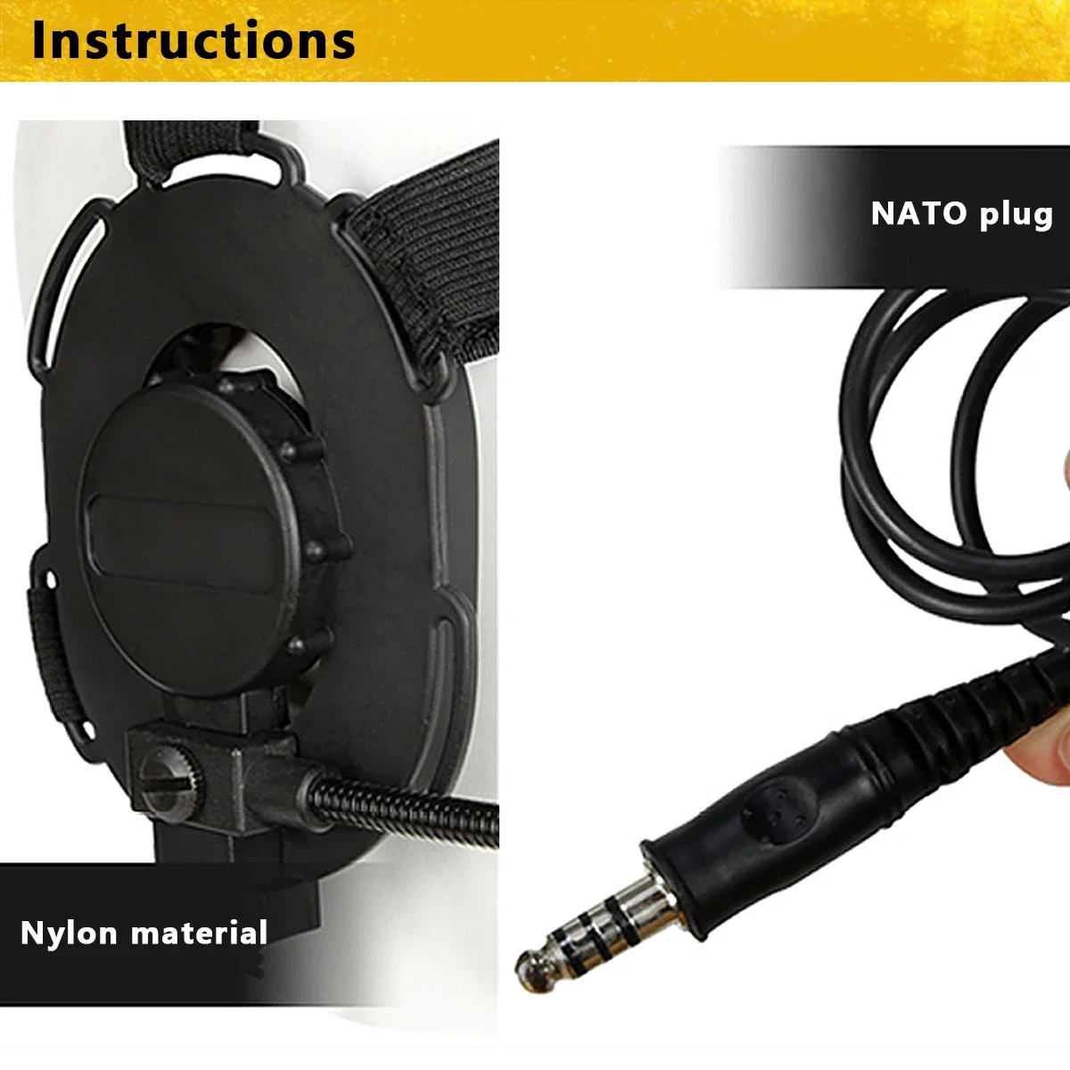 Tactical U94 PTT Cable Plug Headset Adapter for Walkie Talkie TYT F8 Baofeng UV-5R Radio Motorola Kenwood Outdoor Shooting