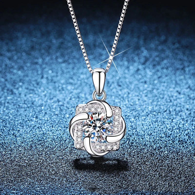 18K Real Platinum PT9501 Carat Moissanite Pendant Necklace Rotating Windmill Original Design D Color Moissanite Necklace