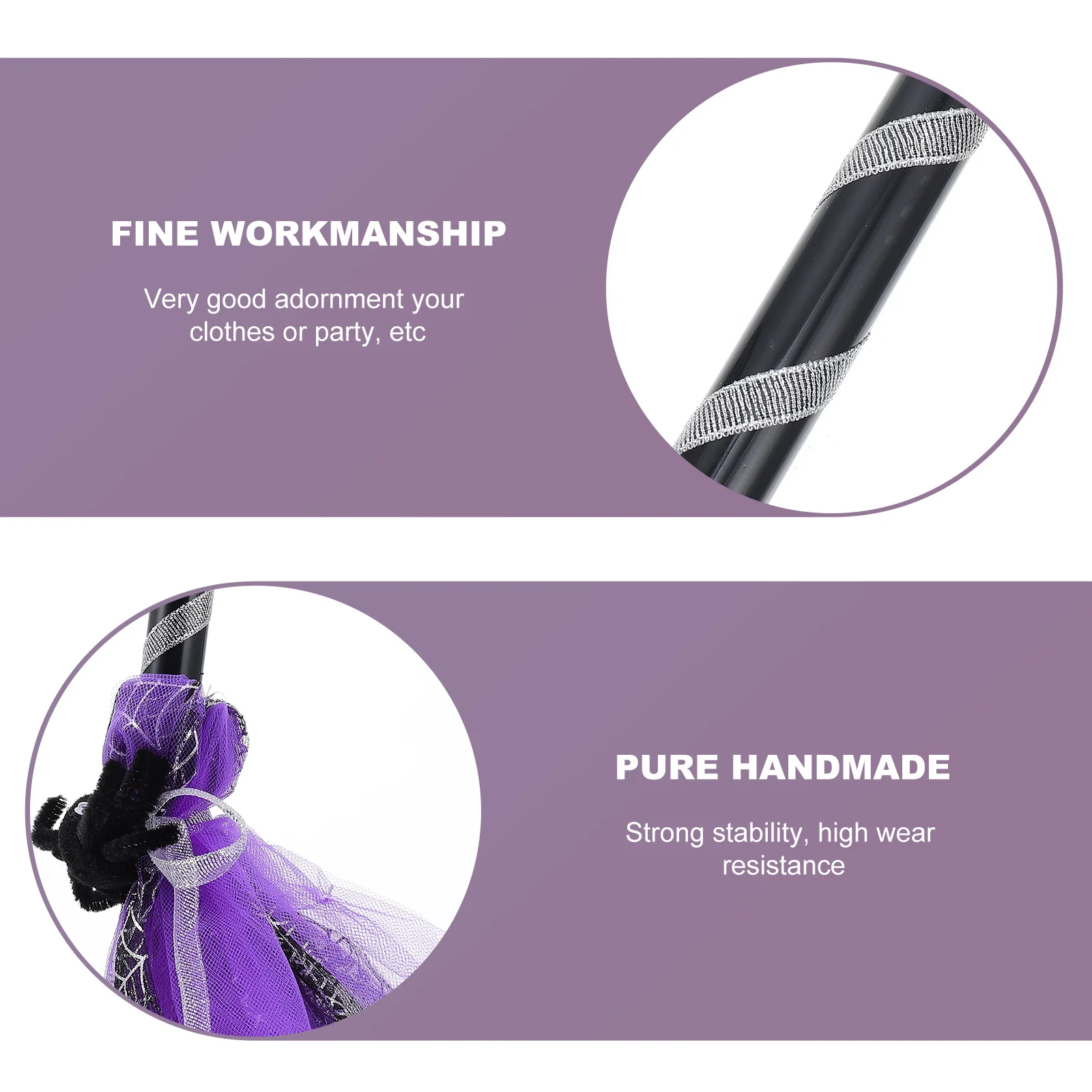 1 pezzo di scopa ornamentale per spettacoli di Halloween, scopa per decorazioni per feste, forte e stabile, per l'uso stregato e sul palco