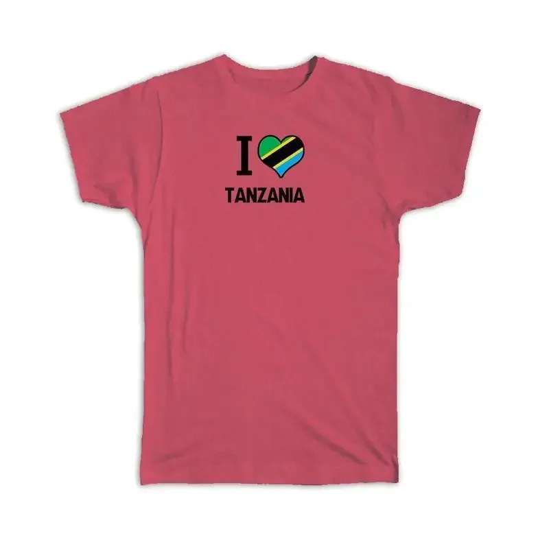

I Love Tanzania Flag Heart Country Crest Tanzanian Expat T shirt