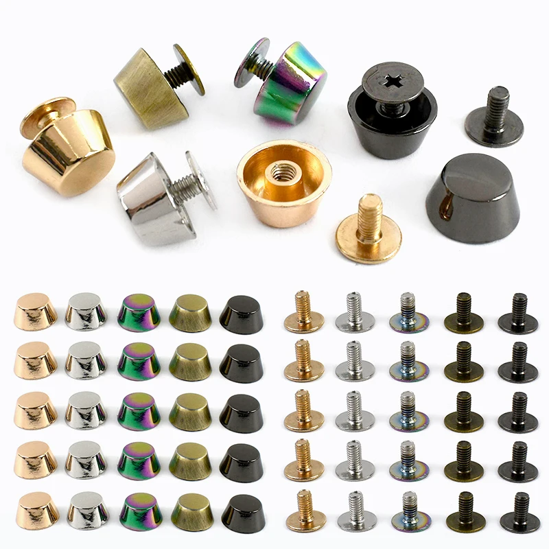 

10-50Pcs Metal Buckles Handbag Bottom Protecting Feet Nail Bucket Shape Flat Studs Screw Rivets Bag Purse Leather Craft Material