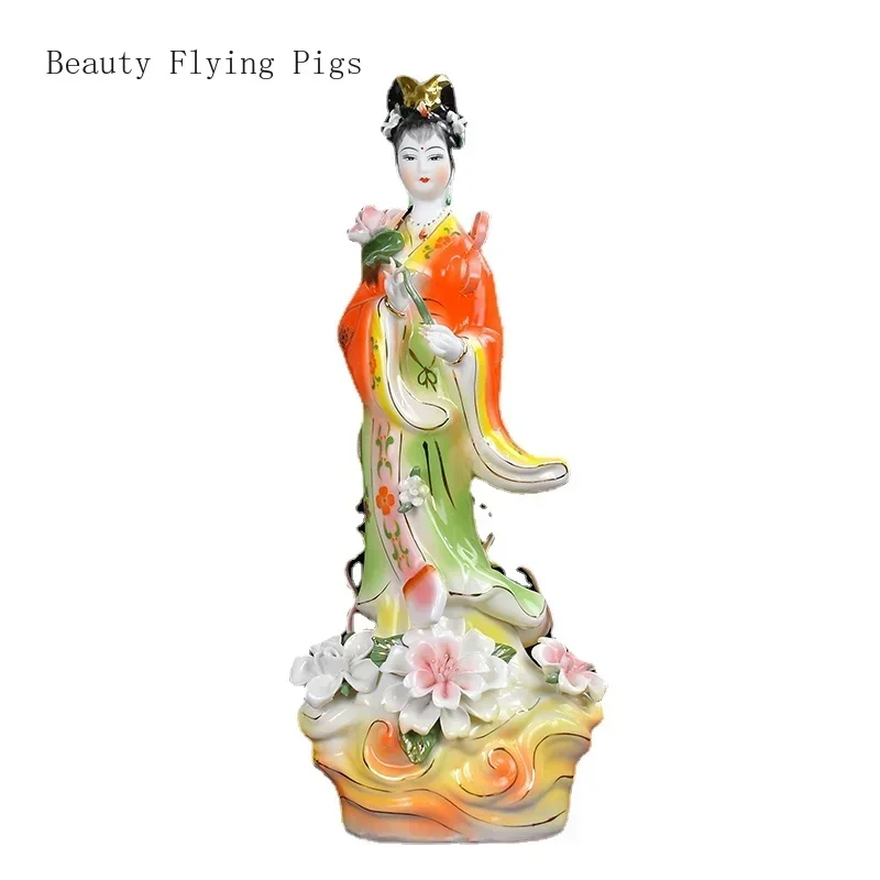 40CM Chinese classical ceramic fairy statue home decoration for the Eight Immortals crossing the sea Buddha statue in the living