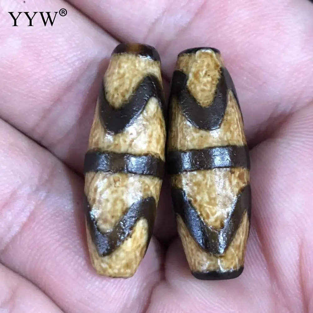 2PCs Natural Tibetan Dzi Beads For Making Diy Jewelry Oval Jewelry Handmade Making Diy Necklace Bracelet Tibetan 30x11mm