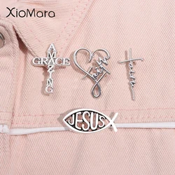 Jesus Cross Christian Enamel Pins Heart Symbols Emblem Brooches Lapel Backpack Badge Decorative Jewelry Gift for Friends