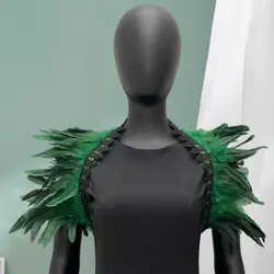 Feather Shrug Shawl Lace Decor Shoulder Wrap Cape Gothic Cosplay Party Body Stage Performance Fake Collar Dancer Costume Scarf