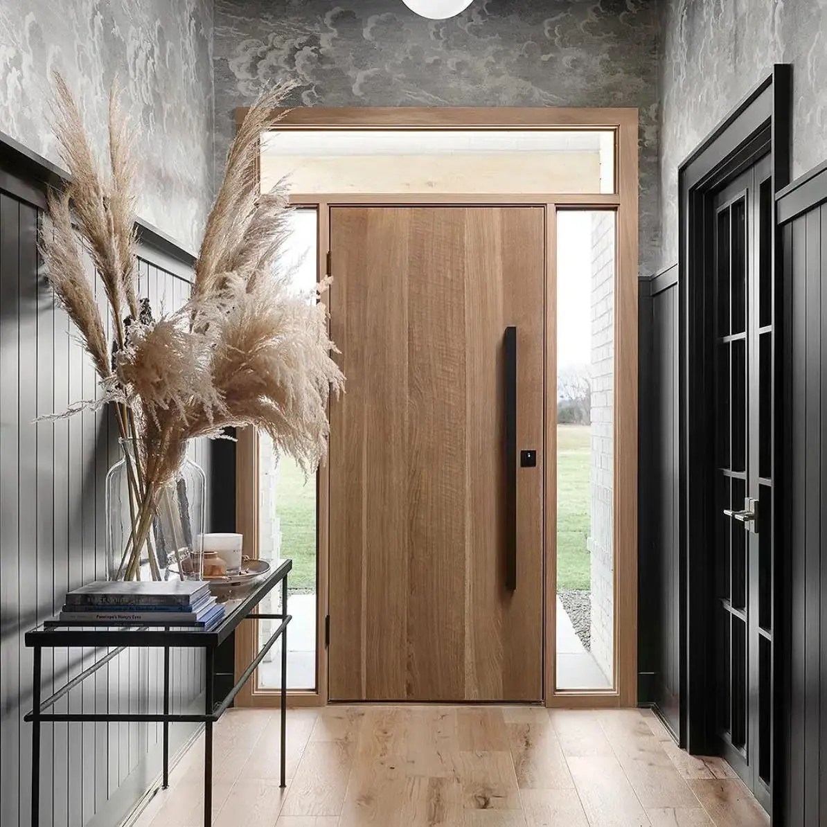 aa-Multiple Styles Available Customized Household Hinged Door Aluminum Equipped with Electronic Lock Manual Opening Entry Doors