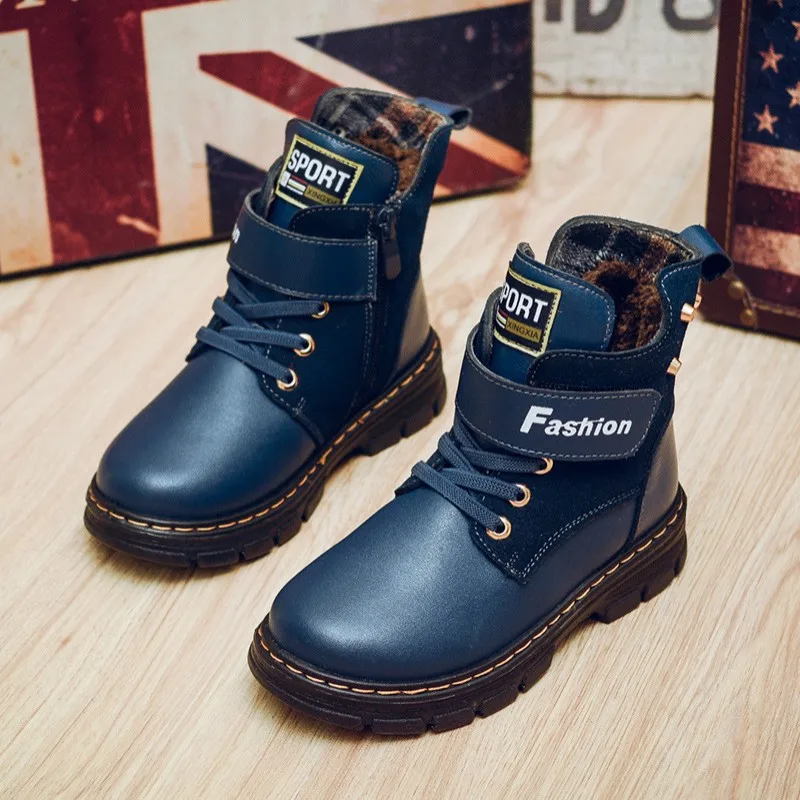 Meninos Botas Crianças Outono Inverno Novas Meninas Quentes Couro Bota de Algodão Coreano Moda Casual Crianças Bota are أحذية غير رسمية