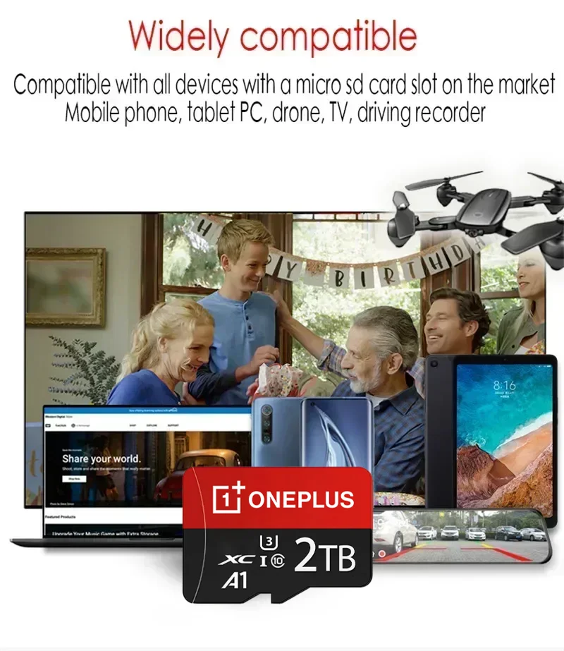 OnePlus High Speed Micro TF SD Card Memory Card 128GB 256GB 512GB U3 A1 4K Full HD For Phone Dash Cam DJI Pocket Sports Camera
