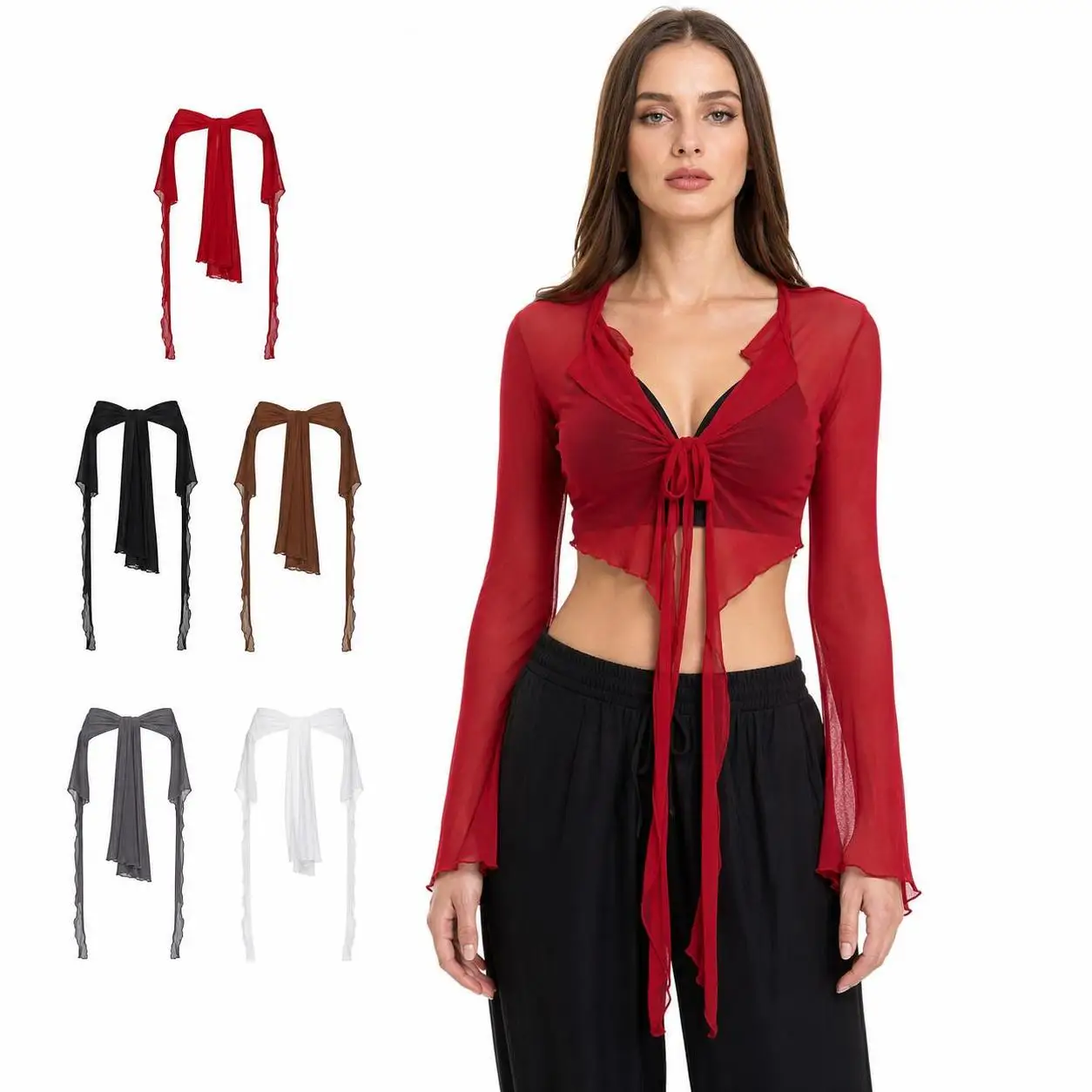 Jeans Pants Decor Irregular Jazz Dance Scarf See Through Streetwear Y2K Belt High Waist Harajuku Hip-hop Scarf
