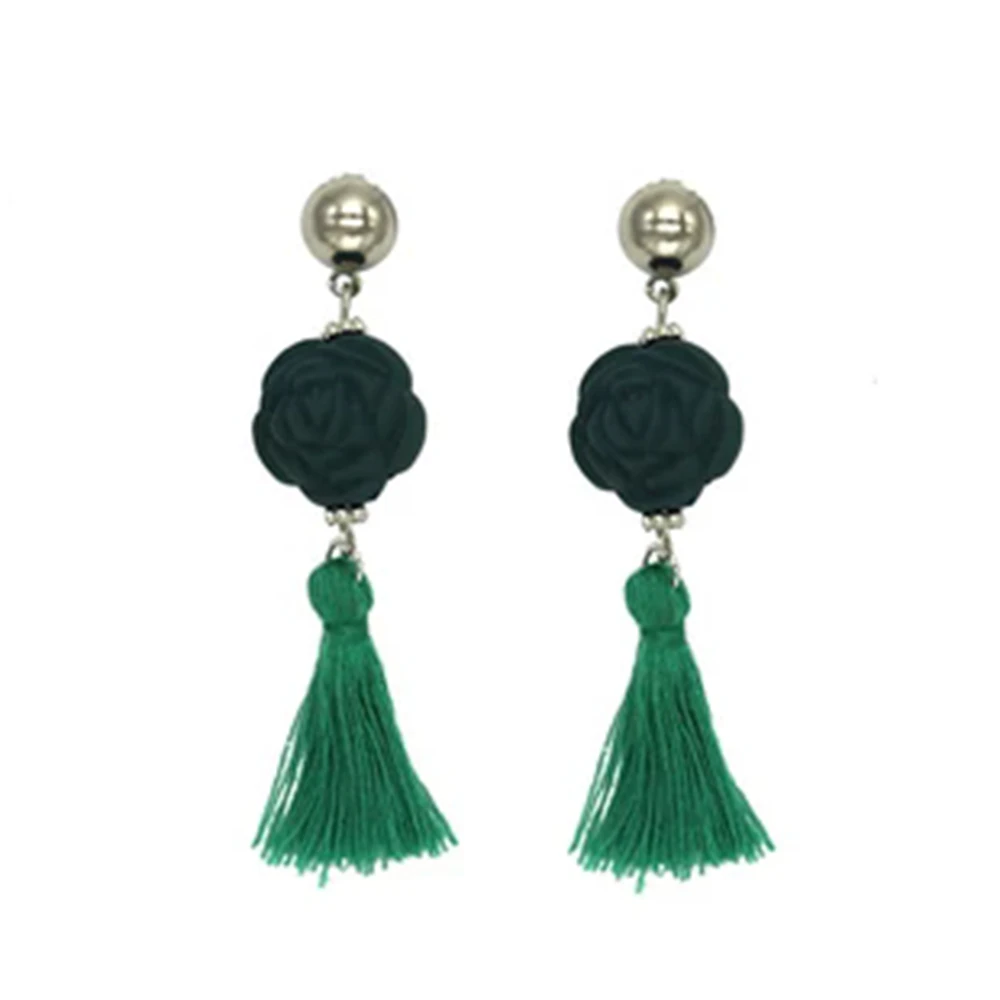 Bohemian wedding earrings, vintage ethnic accessories, long tassel earrings, female stripped ear lines