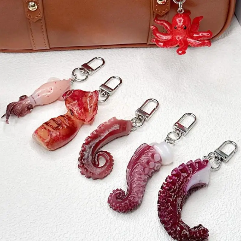 1Pcs Creative Simulation PVC Fun Food And Play Model Ornament Bag Key Pendant Octopus Claw Octopus Keychain