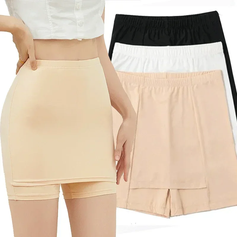 

Double Layer Safety Panties Girls Women Boxer High Waist Protective Shorts Under The Skirts Summer Dress Underwear