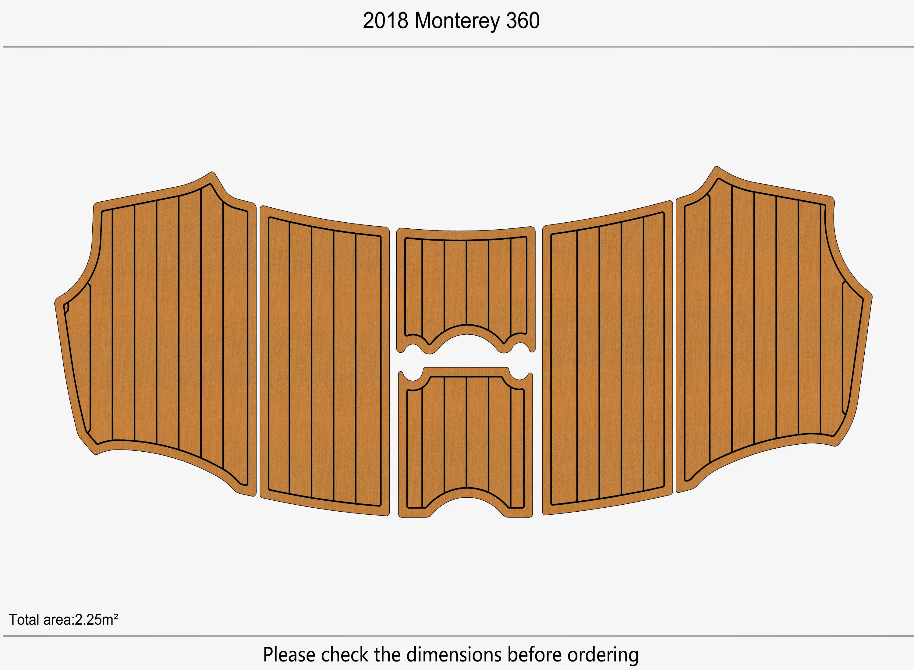 Non-Slip EVA Faux Teak Marine Mat Self-Adhesive 6mm Yacht Cockpit Pad for 2018 Monterey 360 Boat Decking Easy Install