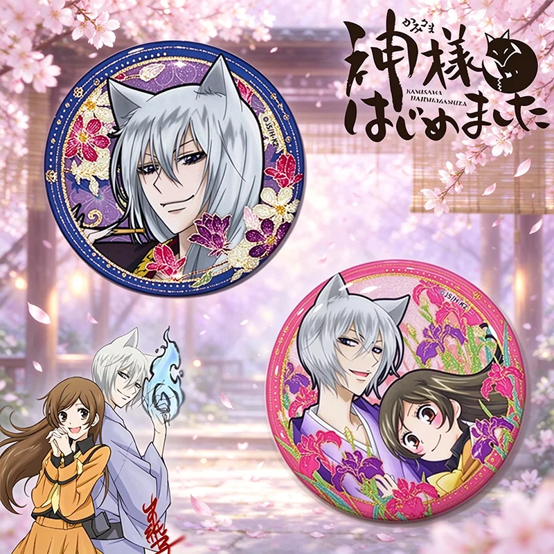 Anime Kamisama Love Momozono Nanami Tomoe Cosplay Brooch Tinplate Badge Flash 2Pcs/set Lapel Pin Bag Ornament Accessory Prop