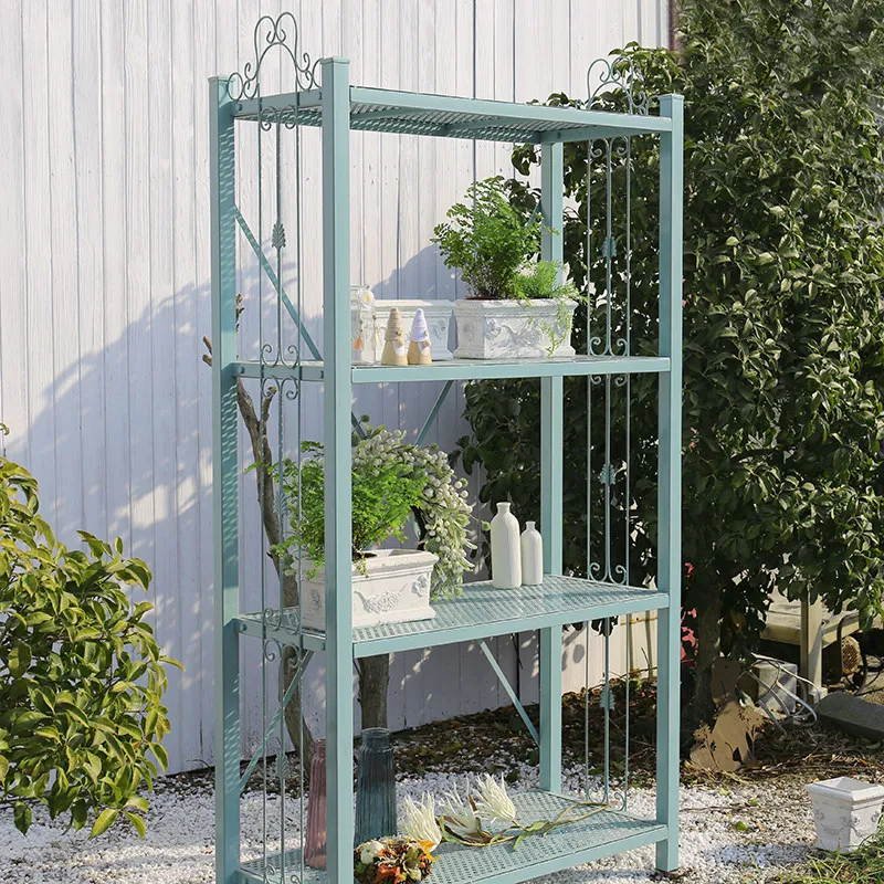 wrought iron large flower rack, high-pitch shelf, storage display rack, four-layer shelf, vertical frame