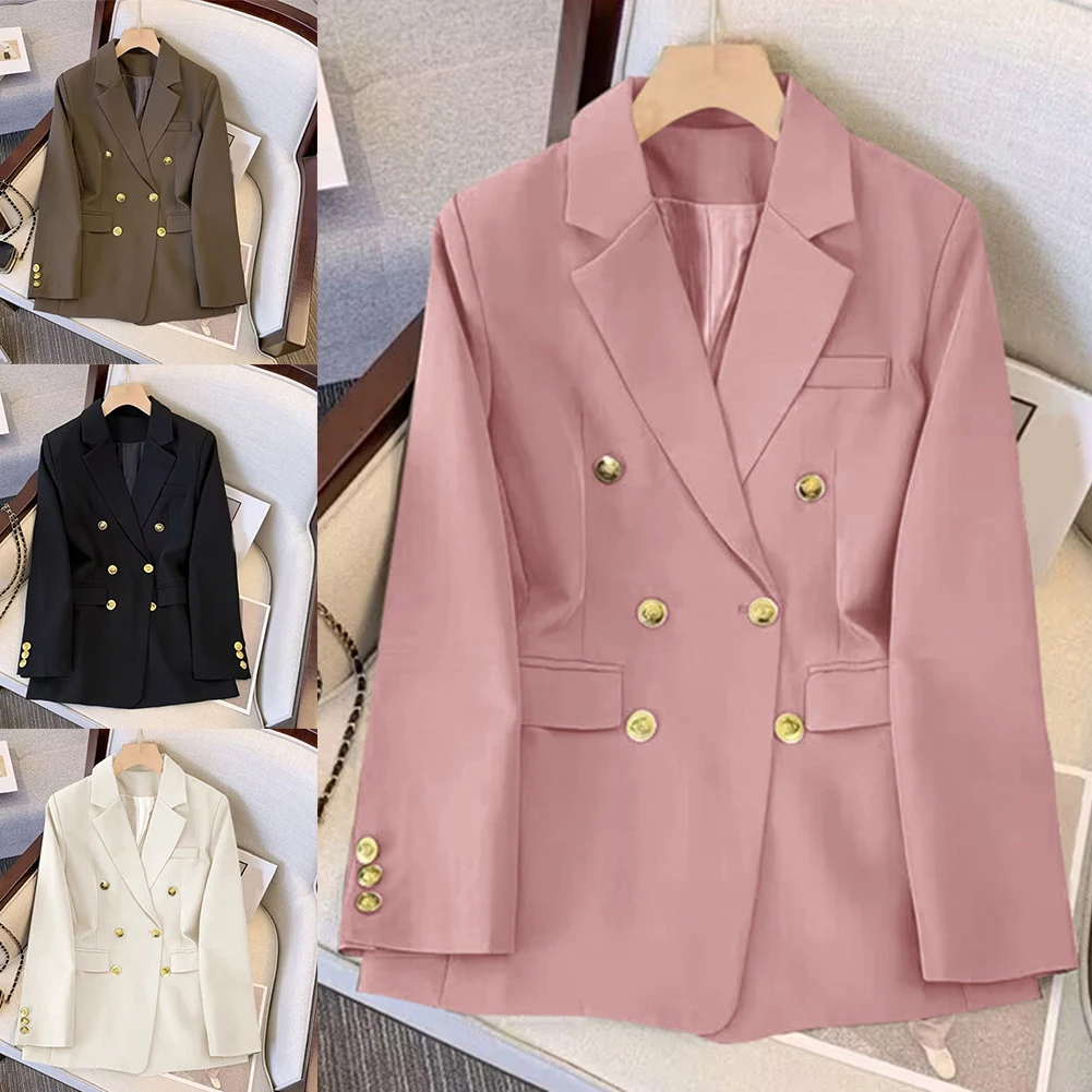 سترة كاجوال بلون سادة وأكمام طويلة فضفاضة وأكمام طويلة وطول الملابس العادية وتصميم لون سادة موضة الربيع