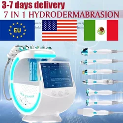 Máquina de rejuvenecimiento Facial ultrasónico, 7 en 1, microdermoabrasión, oxígeno hiperbábico, cuidado Facial profundo, azul hielo inteligente