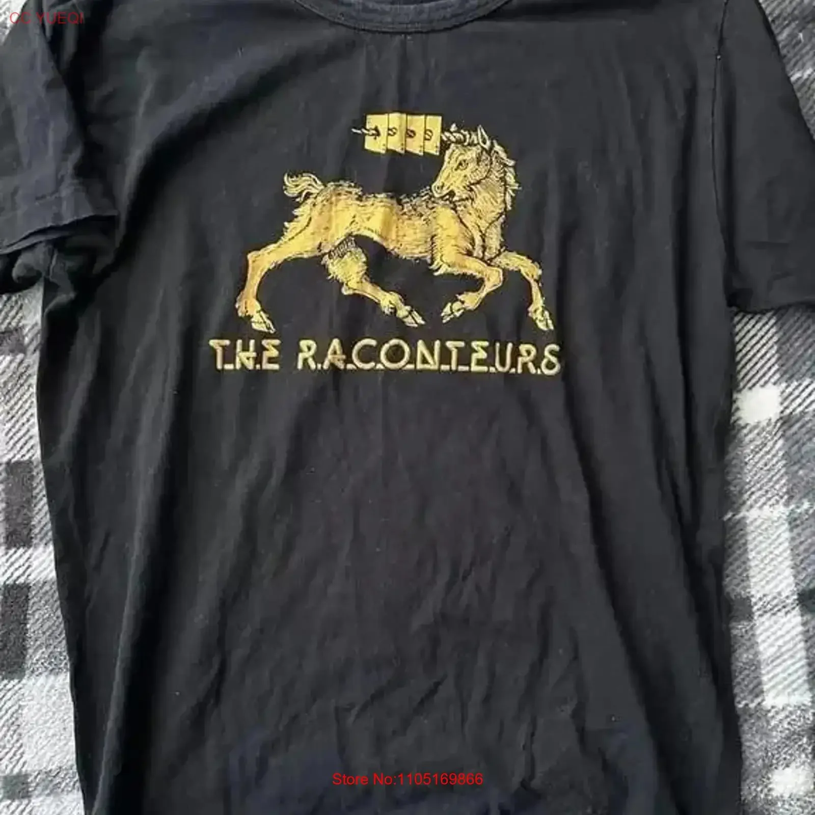 Rare The Raconteurs T Shirt M Black Yellow Vintage Group Jack White Stripes Tour Washed Comfortable Versatile Slightly vintage