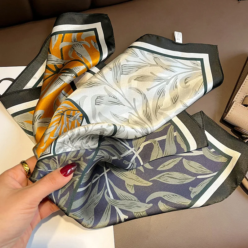 Natural Silk Scarf Women Small Neck Tie Hair Band Scarves Foulard Female Bandana High Quality Neckerchief 2023 Design