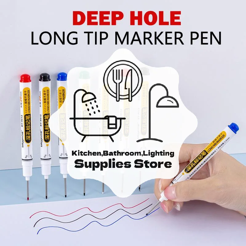 72 Hours Deep Reach Marker Waterproof Construction Pen Long Nip Drill Markers Colorful Waterproof Carpenter Pens