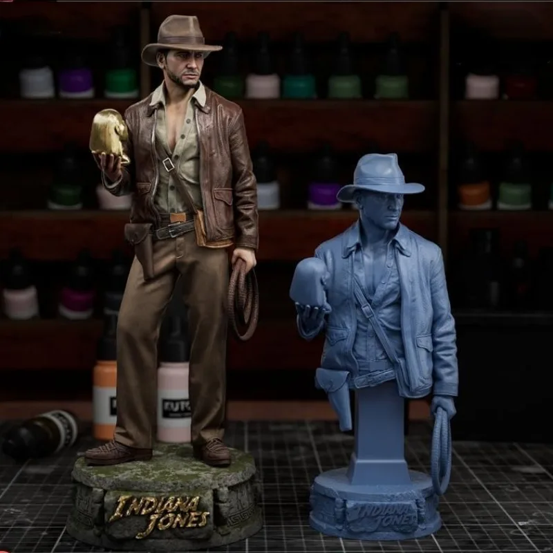 1/24 Indiana Jones Cowboy Explorer żywiczna figurka zmontowany zestaw modeli do składania chłopiec Hobby miniaturowy niezmontowany i niepomalowany