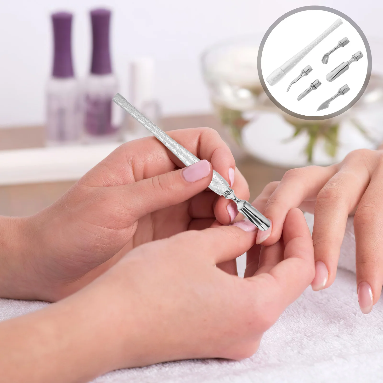 

1 комплект, профессиональный набор для ухода за кутикулой, толкатель для кутикулы из нержавеющей стали, триммер, очиститель для ногтей, набор инструментов для маникюра, женский уход за ногтями