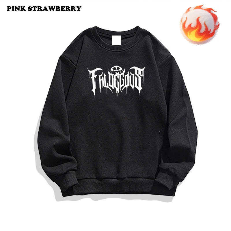 American Retro Letter Print Plush Sweatshirt Men Autumn Winter 2025 New Oversize Pullover Long sleeve Y2K Top Men Warm clothing