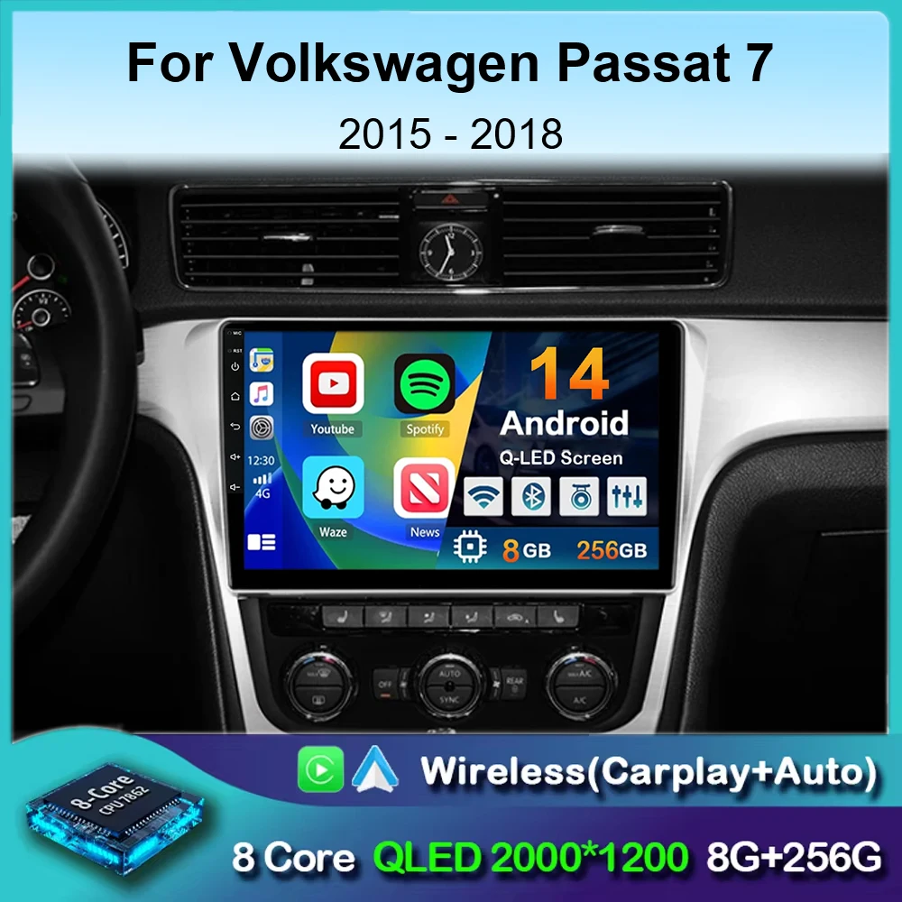 

Android 14 Carplay Auto ForVW Volkswagen Passat 7 B7 NMS 2015-2018 Car Radio Multimedia Video Player GPS Navigation Stereo 2din