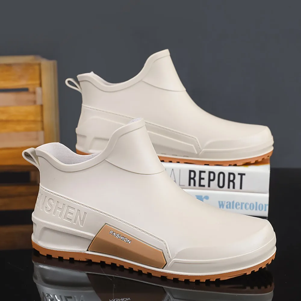 メンズレインブーツ四季用アンクルpu防水レインシューズアウトドアフィッシングシューズシェフキッチンシューズスタイリッシュなスタイルレインブーツ