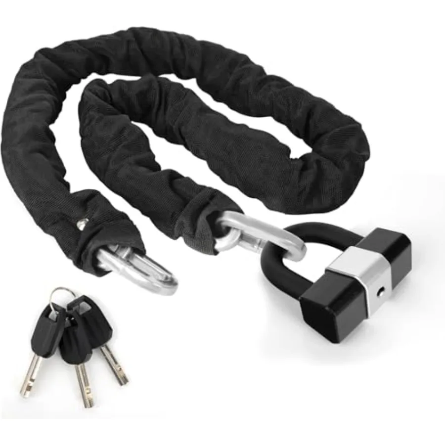

Прочный цепной замок для мотоцикла 0,4 дюйма/10 мм x 10 футов с U-образным замком толщиной 17 мм, устойчивым к перерезанию и кражам, и 3 ключами для мотоциклов и велосипедов