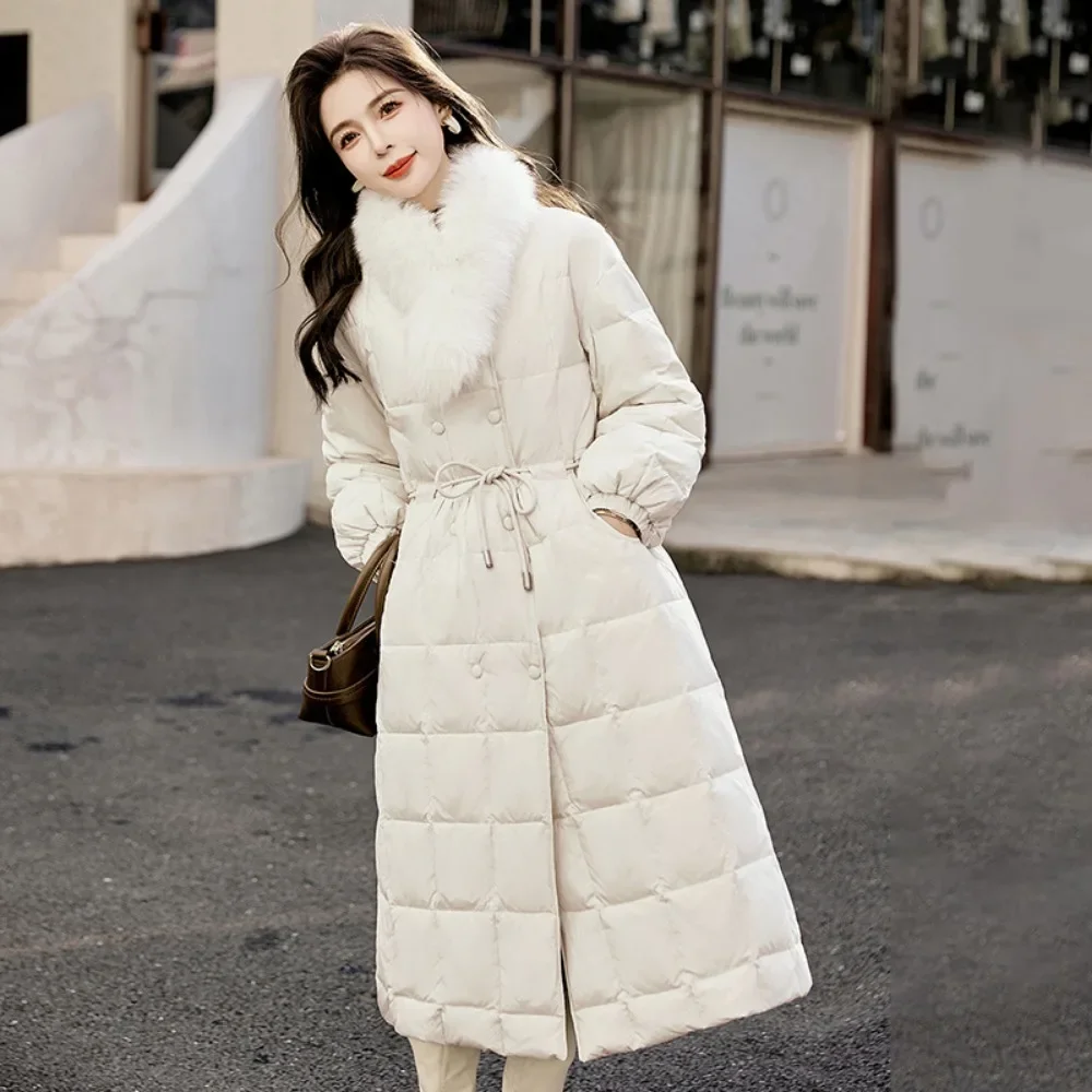 

Fox Fur Jacket Long Down Jacket Women 2024 Chinese Fashion Winter Women Warm Coat Thick Outerwear Female Puffer Coat Streetwear
