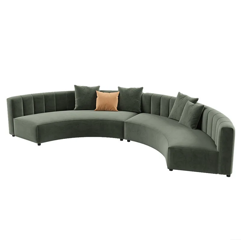 

Light luxury club VIP hall negotiation arc sofa sponge arc flannel sofa hotel lobby reception sofa