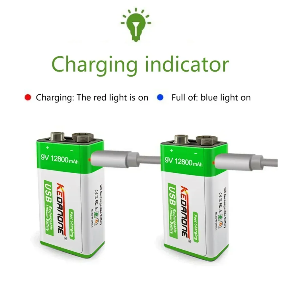 Batteria ricaricabile 9V 12800mAh 6 f22 Micro USB 9v batterie agli ioni di litio per multimetro microfono giocattolo telecomando KTV